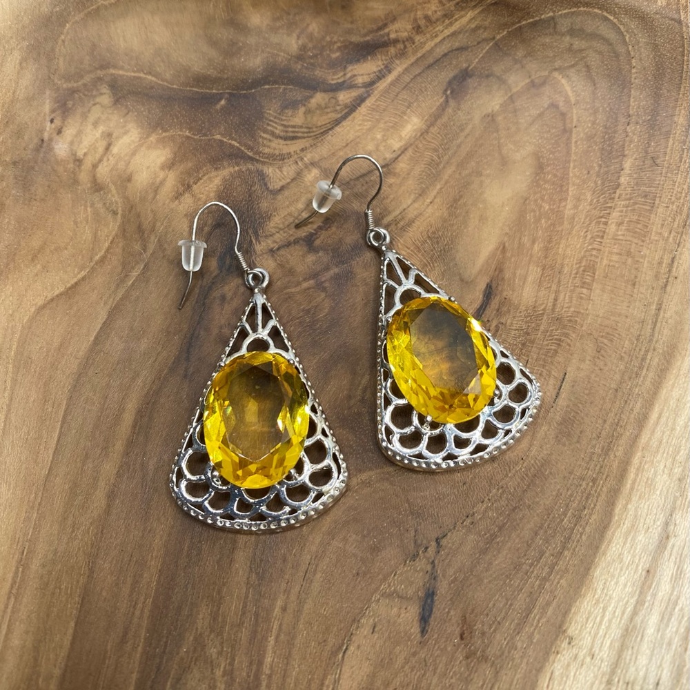 Filagree set Citrine Earrings